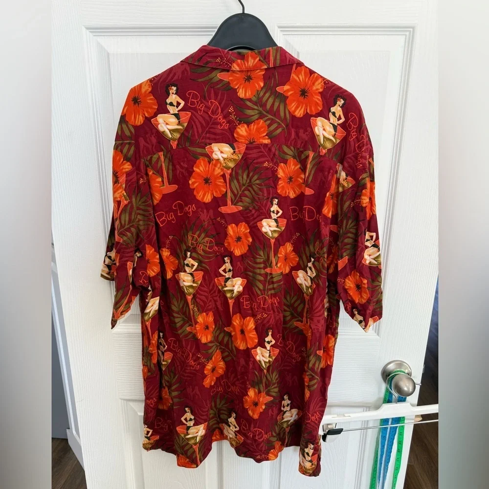 Big Dogs XL Tiki Pinup Girl Hawaiian Shirt Rayon Retro Rockabilly Flowy